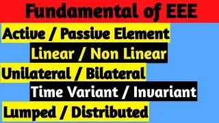 ACTIVE PASSIVE | LINEAR NON LINEAR | UNILATERAL , TIME VARIANT | DISTRIBUTED LUMPED | TYPES ELEMENT