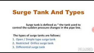 Surge tank|Surge tank and its types- in hydroelectric power plant