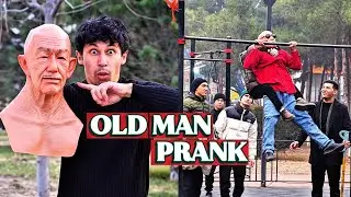 OLD MAN STREET WORKOUT PRANK: GRANDPA&rsquo;S SECRET WEAPON: CAN YOU LIFT MY CANE?