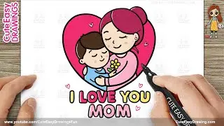 How to Draw a Cute Mom and Child for Mother&rsquo;s Day | Cute Easy Drawing for Kids