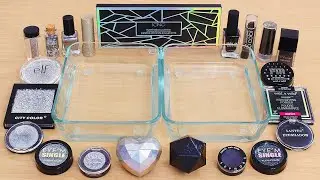 Holo vs Black - Mixing Makeup Eyeshadow Into Slime ASMR