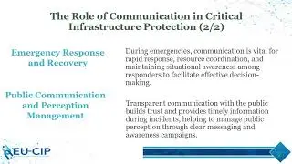 2.1 Effective communication in critical infrastructure protection