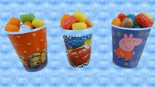Surprise Cups Minions Cars Peppa Pig Lets See What is Inside Kids Toddlers v59