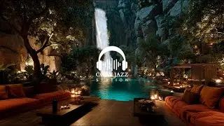 Hidden Waterfall in Paradise | Relaxing Jazz and Nature Sounds for Stress Relief