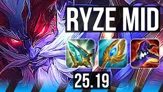 RYZE vs SYNDRA (MID) | 12/1/8, Comeback, Legendary | EUW Master | 25.19