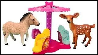 Baby ANIMALS ON MERRY GO ROUND ! &ndash; dog on carousel - friends share ride seats spin wheel