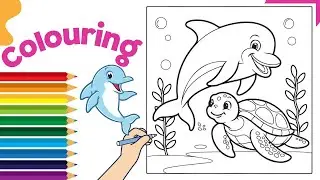 Dolphin Color Drawing Video for Kids | Kids drawing learning Video