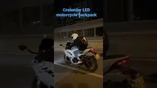 Awesome guy! Awesome riding! Crelander motorcycle backpack with LED eyes