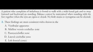 A patient with imbalance: neurophysiology USMLE multiple choice questions