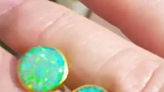 Crushed Synthetic Opals set in cufflinks