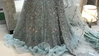 Mint coloured maxi gown with dupatta