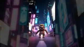 #DreamScreenAI cute sloth roller skating on the street