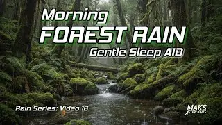 Morning Forest Rain 🌲 Gentle Rain, Birds & Forest Stream | 1 Hour Black Screen No Ads