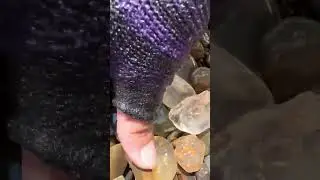 Finding Natural Smoky Quartz, Quartz Crystal Gemstones By Mining Hand In Riverriverside