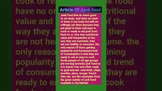 Article Of Junk food for class 12 in English//Junk food Article/ English Article #article #junkfood