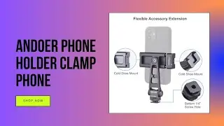 Andoer Phone Tripod Mount | 360&deg; Clamp with Dual Cold Shoe for Vlog/Live
