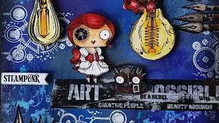 A Steampunk #aallandcreate journal page with #nuvo Shimmer Powders, #dylusions and #distress Inks!
