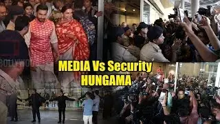 MEDIA & Security HUNGAMA 👺😡 In Front Of Ranveer Singh & Deepika Padukone Arrival At Mumbai Airport