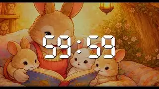 60 Minute Reading Timer 🐰 Mama Bunny Storytime | Quiet Focus Music + Countdown
