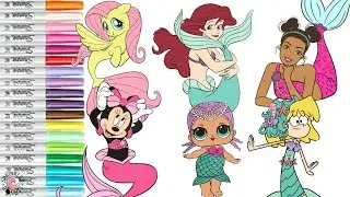 Coloring Book Compilation for Kids Mermaids Barbie Disney Princess LOL Surprise My Little Pony