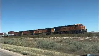 WB on Rte 66, KANW 89.1 FM, Albuquerque, EB BNSF train, at Bluewater NM, 1226 hrs, Fri 20 Sep 2024