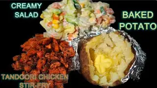Tandoori Chicken Stir-fry, BAKED POTATO & Creamy Salad; Easy Meals