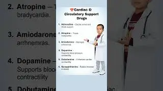 Cardiac & Circulatory support Drugs #medical #cardiology #pharmacology#nursing#yt EmergencyMedicine