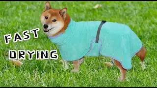 HOMEYA Dog Cat Bathrobe Fast Drying Absorbent Microfibre Towel Collar for Bathing Walking Swimming