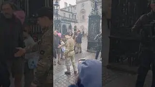 Soldier Enforces Before Changing of the Guard #horseguards #tourist