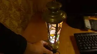 Sea stained glass LED night light on a vintage base