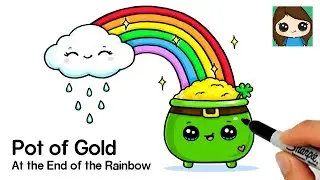 How to Draw a Rainbow and Cloud with Pot of Gold  🌧🌈☘️