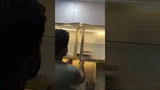 latest Golden profile door with floated glass for laxurius  modular kitchen design #modularkitchen