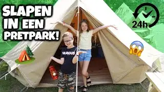 IN EEN TENT OVERNACHTEN MIDDEN IN EEN PRETPARK !!! - Broer en Zus TV #501