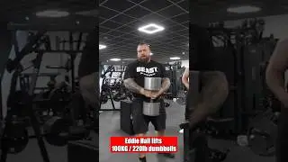 Eddie Hall Lifts 220lb dumbbells (each hand) #dumbbell