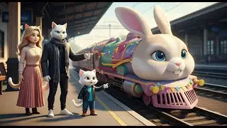 Snowy Spots a Magical Surprise Bunny Train! What Happens Next? &ndash; AI Cat Story