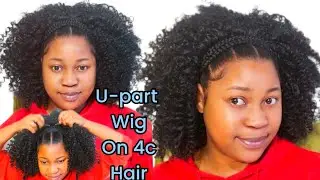 😍 Rubber Band Hairstyle on Natural 4c Hair Using a U-part Wig | No Cornrows