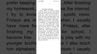 Paragraph Past time activities