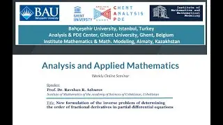 AAM Seminar: New formulation of inverse problem of determining order of fractional derivative in pde