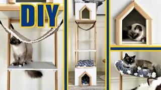 My Cat LOVES This Easy DIY Cat Tree (aka DIY Wood Cat Tower)