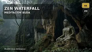 Zen Waterfall Buddha | Buda bajo Cascada (Rain & Meditation) | 4K (2H)