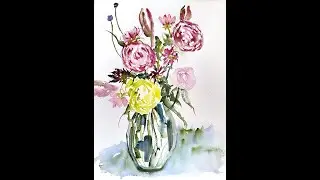 Silent 20 minute watercolor lesson: Fantasy Flowers