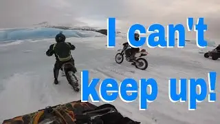 232 Dirt Bikes with Studded Tires Chased by Can-Am Renegade - Broknex Alaska