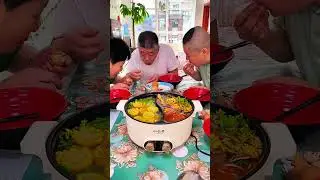 Chinese family dinner eating food 