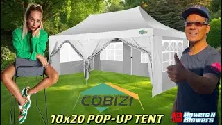 Светящаяся палатка COBIZI 10x20 с раскладным тентом, 6 боковыми стенками, 3 регулируемыми высотами, вентиляционным отверстием, водонепроницаемая