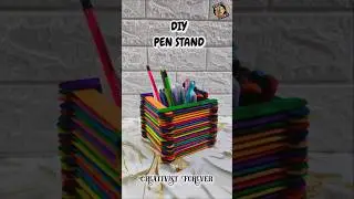 Colorful DIY Pen Holder from Ice Cream Sticks 🎨🪄 #Handmade #DIYCraft #Shorts #CreativistForever