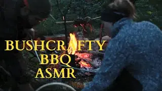 Bushcraft BBQ With Maria  - Constructing Rotisserie - Grilling Chicken  - Making Stockbrot - ASMR