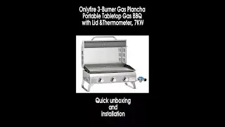 Onlyfire 3 burner portable plancha unboxing and installation. How to connect to UK gas bottle next.