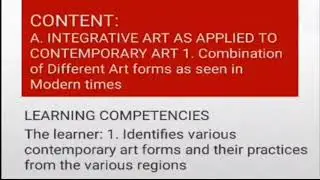 identifies various contemporaru art forms and their practices from the various region