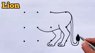 🦁 How to Draw a Lion Using 12 Dots | Easy Trick Drawing