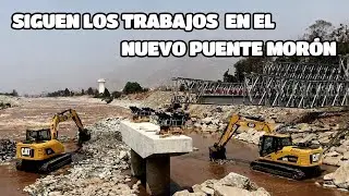  As&iacute; avanzan los trabajos del puente Mor&oacute;n pese a la crecida del r&iacute;o #per&uacute; #lima #limaperu #peru 